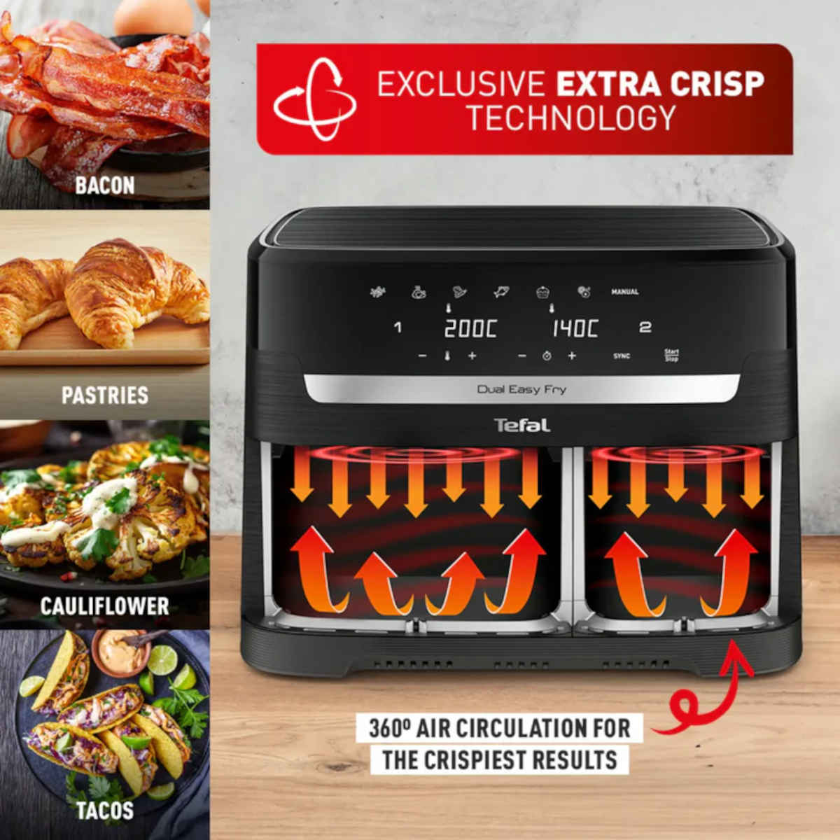 Tefal Dual Easy Fry Essential Drawer Air Fryer XXL Black | Minimax