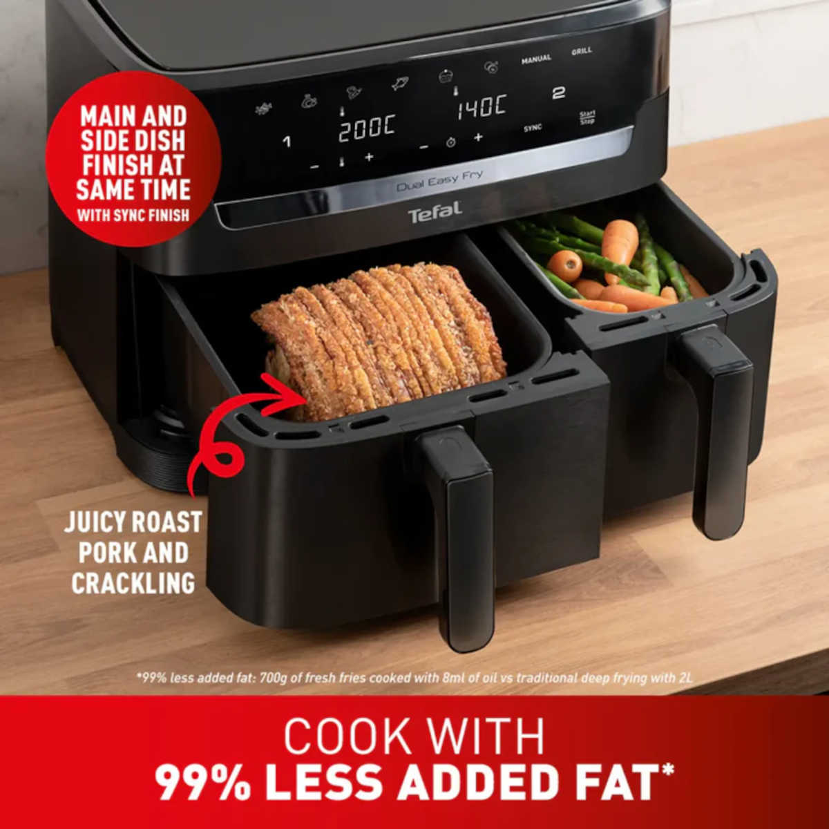 Tefal Dual Easy Fry Essential Drawer Air Fryer XXL Black | Minimax
