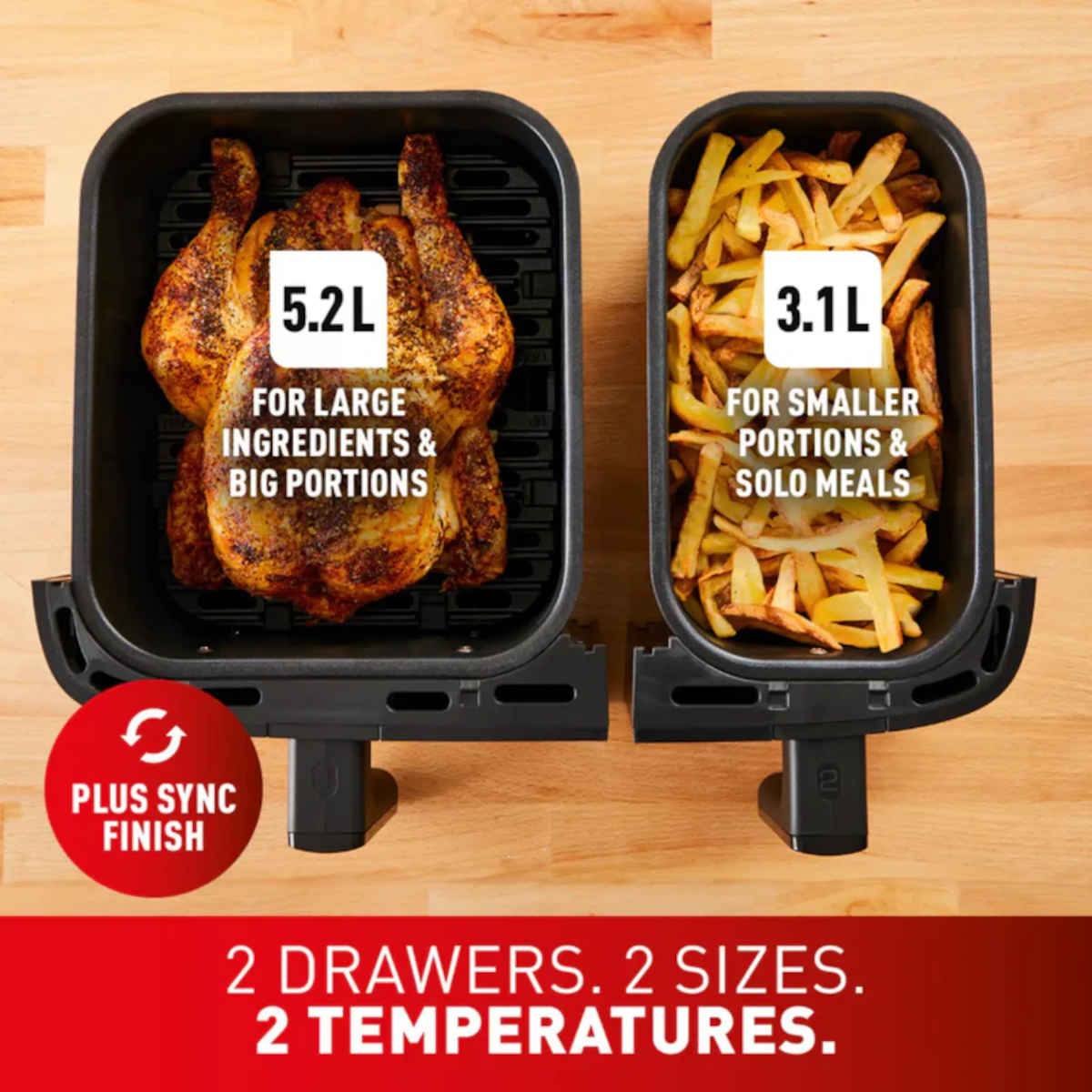 Tefal Dual Easy Fry Essential Drawer Air Fryer XXL Black | Minimax