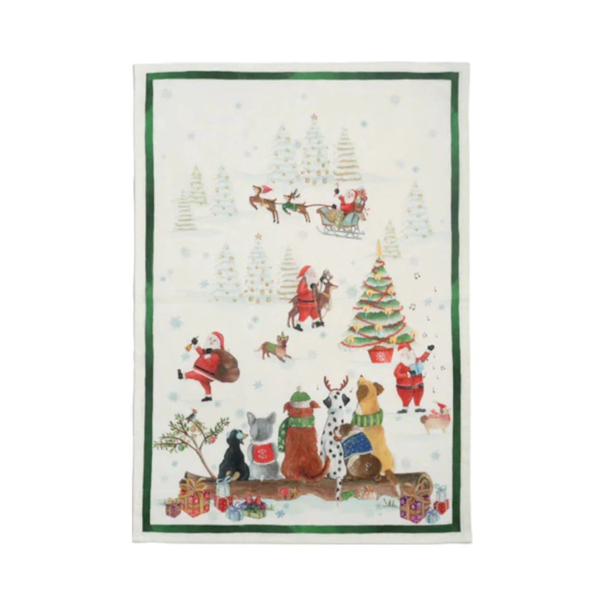Tessitura Toscana Telerie Jingle Woof Tea Towel Green 50cm x 70cm | Minimax