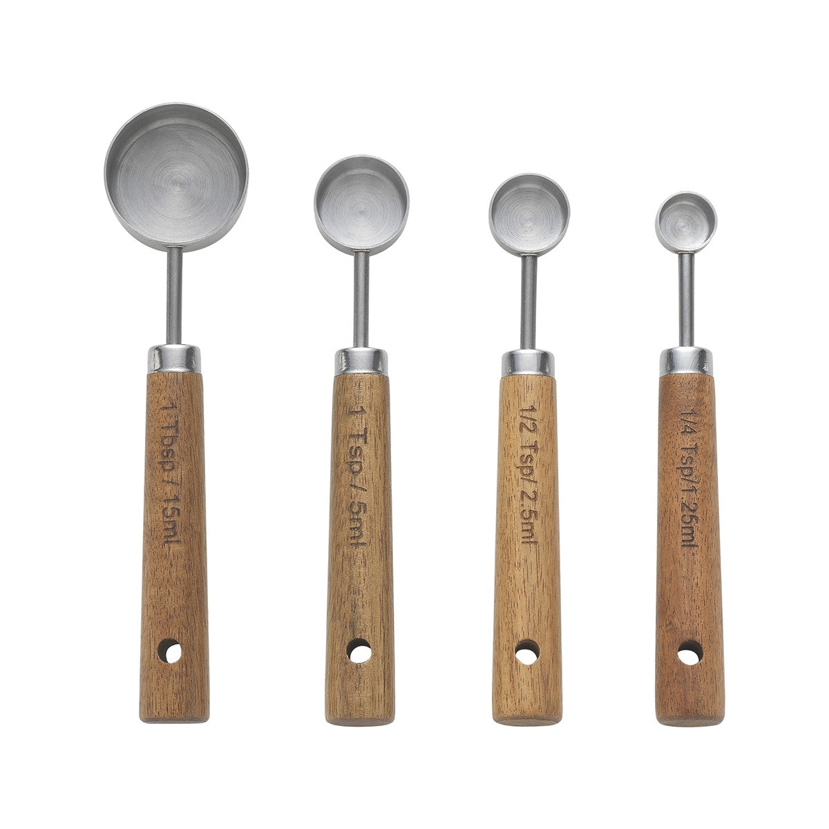 Ecology Provisions Measuring Spoons Set of 4 – top view of all sizes in a row