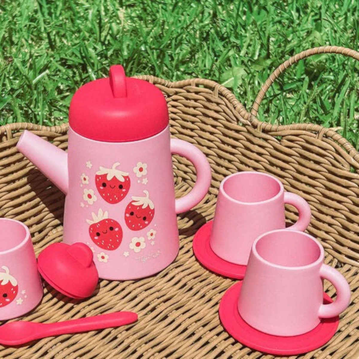 Tiger Tribe Strawberry Patch Silicone Tea Set | Minimax