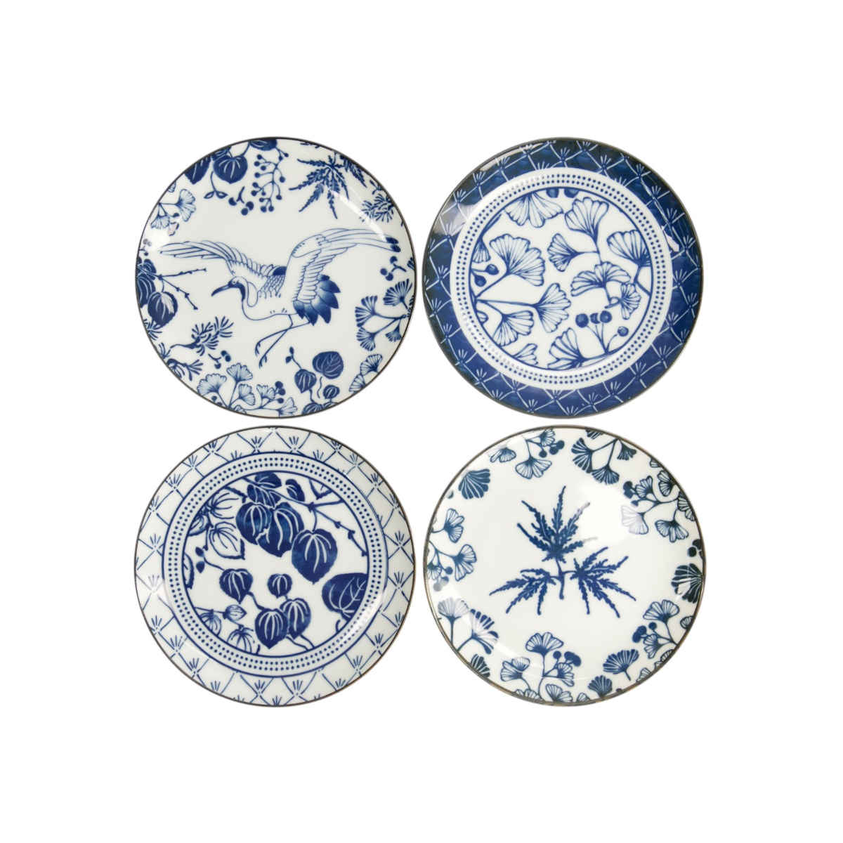 Tokyo Design Flora Japonica Plate Gift Set 16cm (4 Piece) – Elegant blue floral patterns, perfect for serving