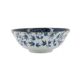 Tokyo Design Flora Japonica Ramen Bowl Gingko 21cm – side profile view with detailed blue leaf pattern