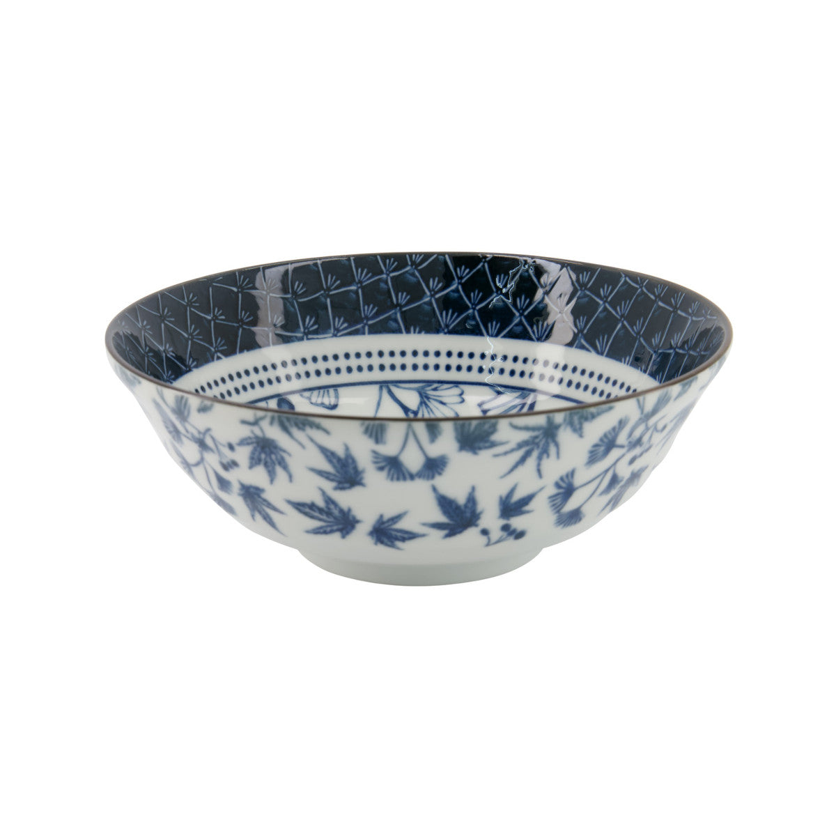 Tokyo Design Flora Japonica Ramen Bowl Gingko 21cm – angled side view showing interior and exterior design