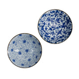 Tokyo Design Haru Bowl Set Blue 19cm (2 Piece) – Top view showcasing detailed floral patterns in blue