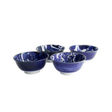 Tokyo Design Japonism Bowl Blue Set – mix of intricate Japanese motifs, 4 piece collection
