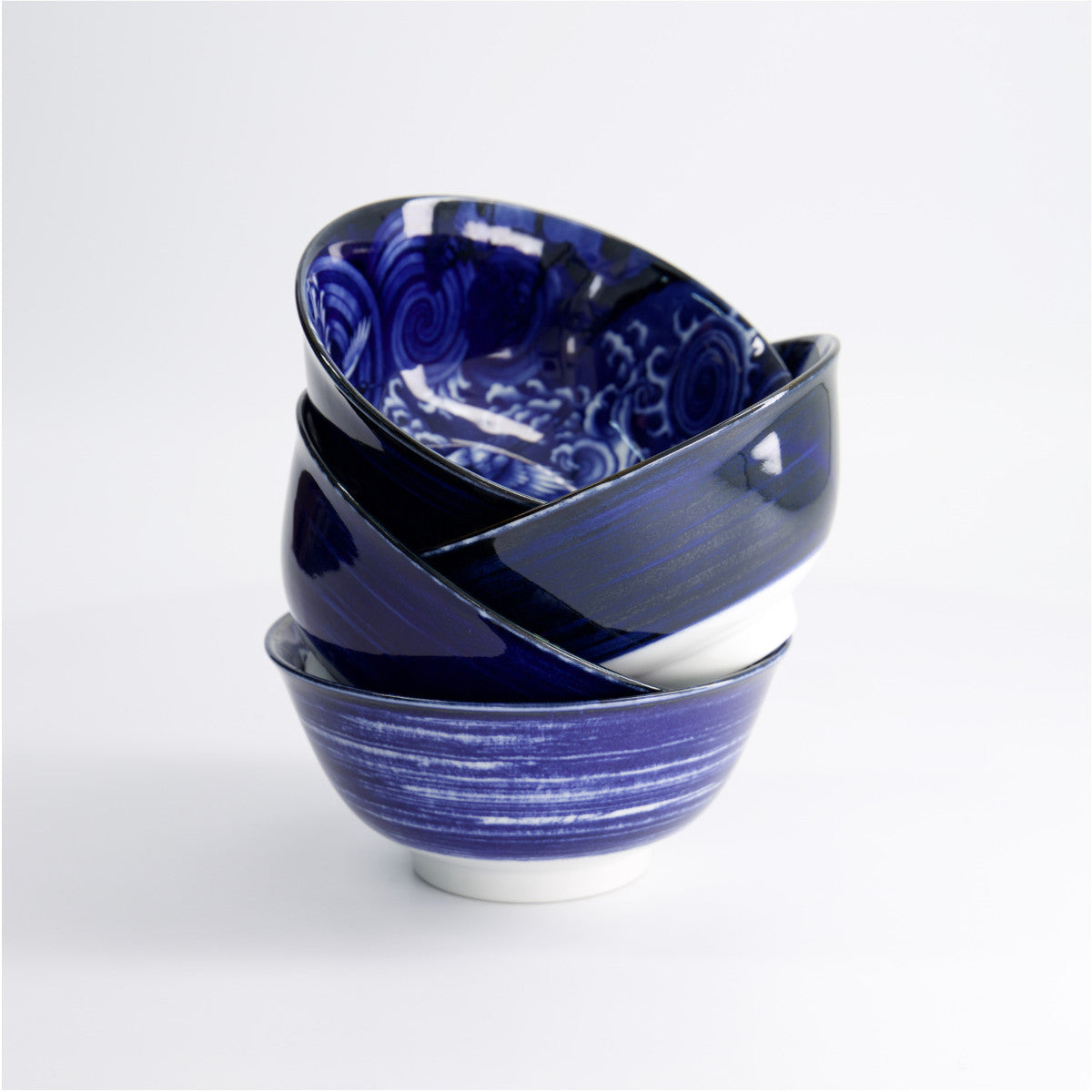 Tokyo Design Japonism Bowl Set – 4 stackable blue patterned bowls, artistic designs