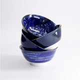 Tokyo Design Japonism Bowl Set – 4 stackable blue patterned bowls, artistic designs