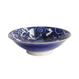 Tokyo Design Japonism Menbachi Bowl Blue Carp 25cm - Side angle showing carp motif inside deep curved bowl