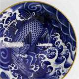Tokyo Design Japonism Menbachi Bowl Blue Carp 25cm - Profile view highlighting gradient blue exterior and white base