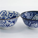 Tokyo Design Kawaii Cat Neko Bowl Chopsticks Set 2 Piece – Close-up of detailed blue cat designs on bowls