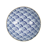 Tokyo Design Natsu Nami Ramen Bowl Blue 21cm – top view showcasing interior wave motif