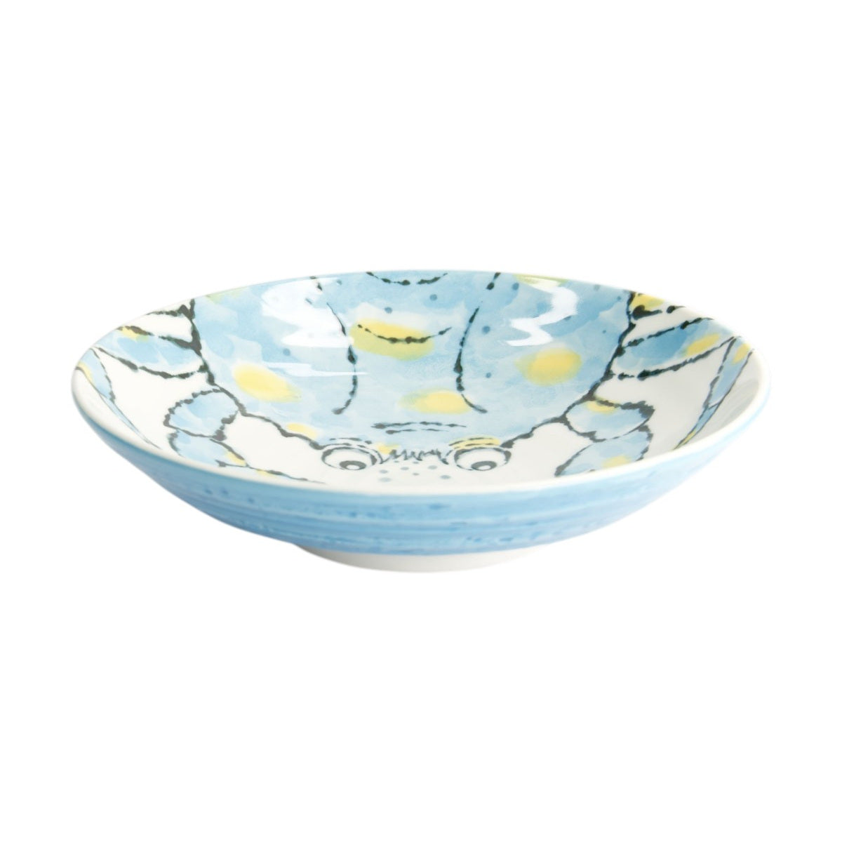 Tokyo Design Seafood Deep Plate 21.5cm in light blue with seafood illustration