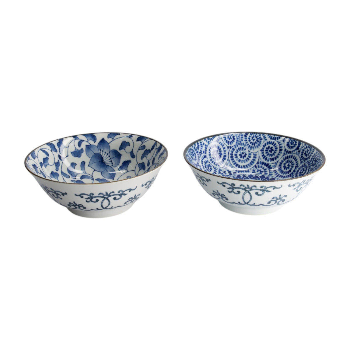Tokyo Design Tokyo Blue Bowl Set Blue 2 Piece – side angle view of both bowls