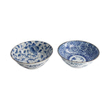 Tokyo Design Tokyo Blue Bowl Set Blue 2 Piece – angled side view highlighting patterns