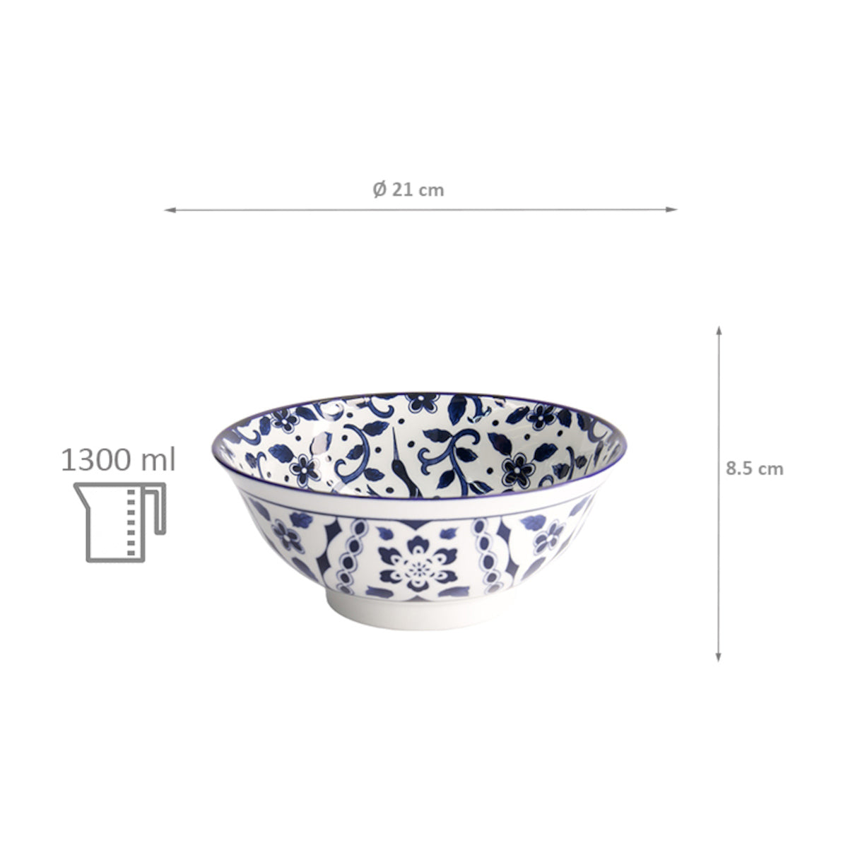Tokyo Design Tokyo Blue Maizuru Bowl Blue 21cm – with size dimensions and 1300ml capacity