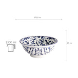 Tokyo Design Tokyo Blue Maizuru Bowl Blue 21cm – with size dimensions and 1300ml capacity