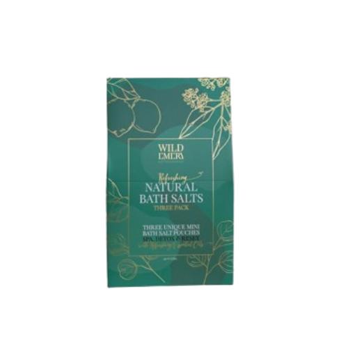 Wild Emery Refreshing Bath Salts Pack of 3 – natural bath salts with essential oils for relaxation and self-care.