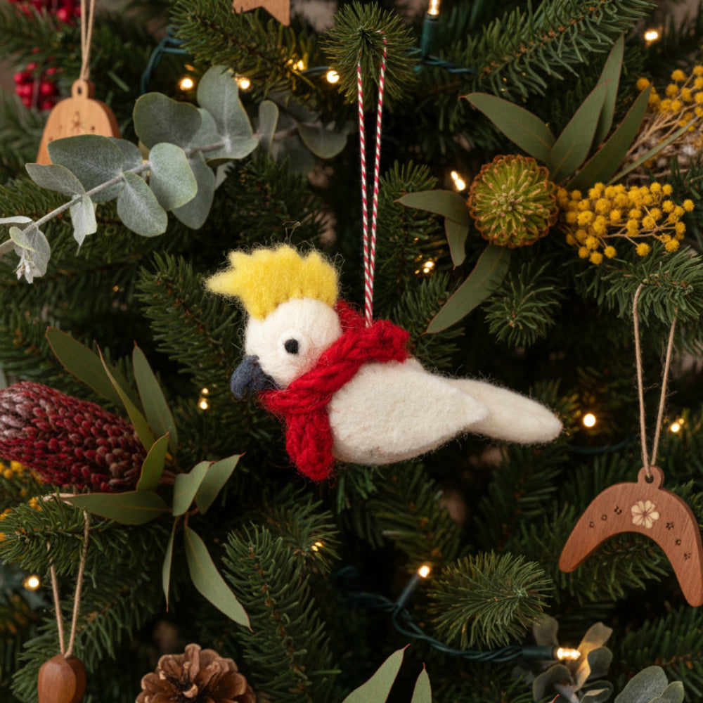 Chris Cockatoo Felt Christmas Ornament