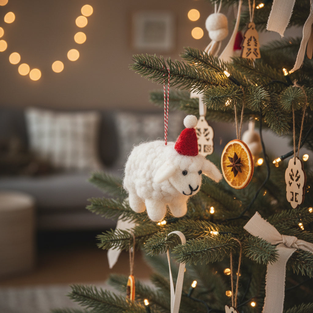 Sheep Felt Ornament White