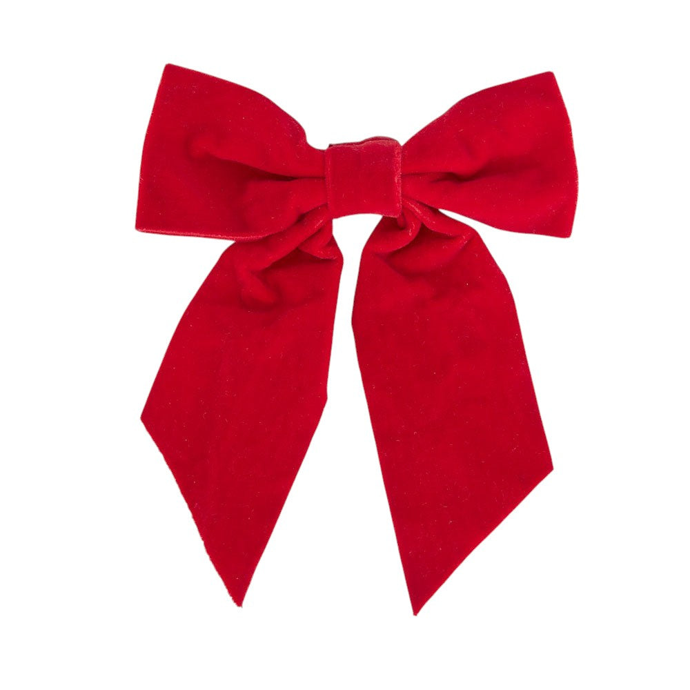 Vixen & Velvet Clip on Bow Velvet Red 15cm
