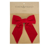 Vixen & Velvet Clip on Bow Velvet Red 15cm