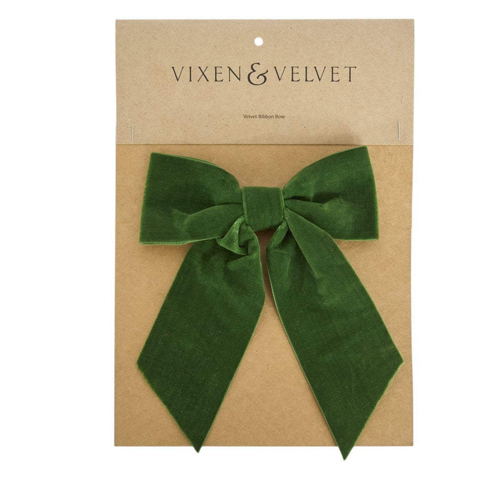 Vixen & Velvet Clip on Bow Velvet Green 15cm