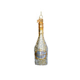 Vondels Champagne Bottle with Diamonds Ornament 16cm – gold and silver festive bottle décor