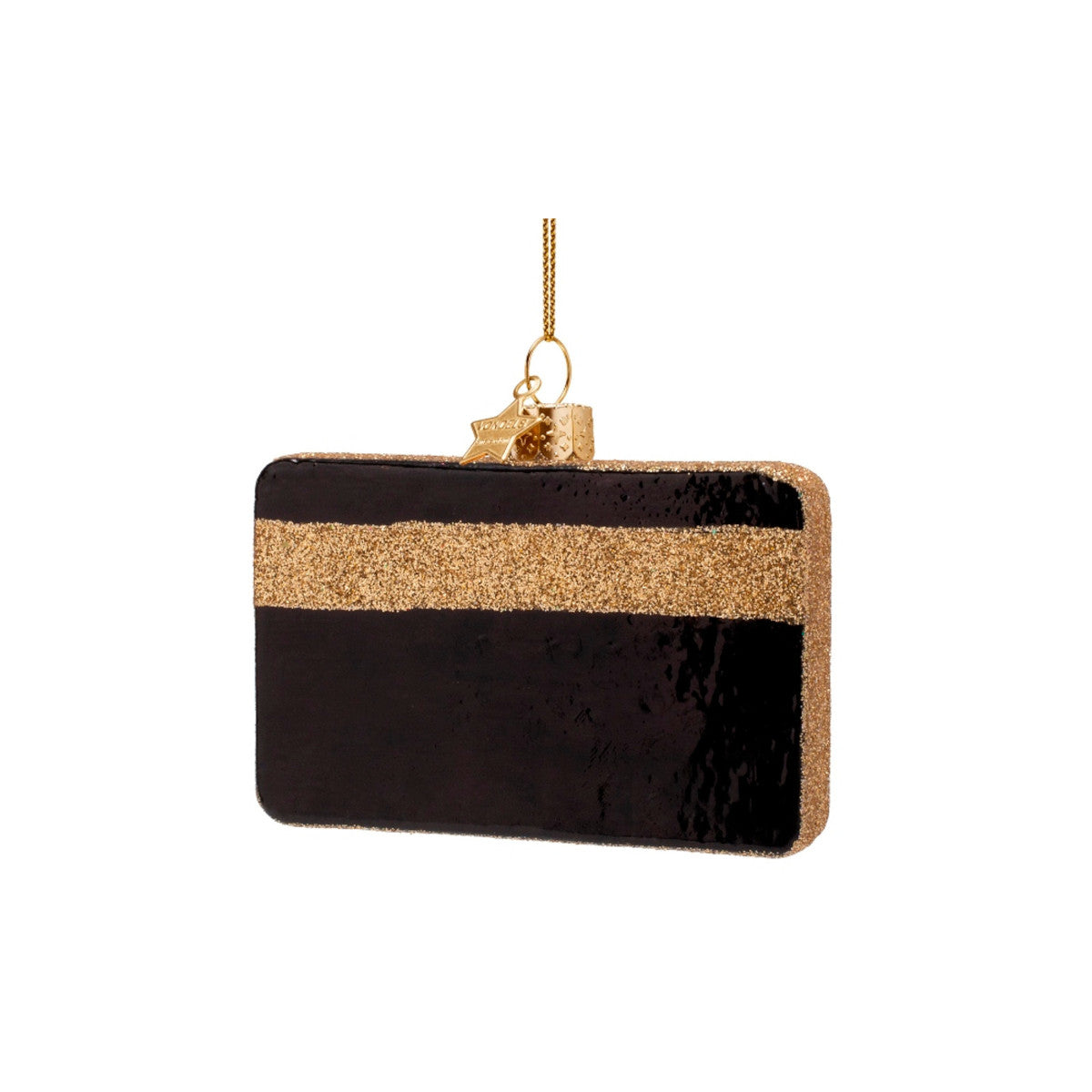Vondels Glass Credit Card Ornament 7cm – novelty ornament shaped like a black credit card