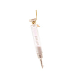Vondels Glass Filler Syringe Ornament 12cm – novelty syringe ornament in white and gold