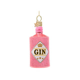 Vondels Glass Gin Bottle Ornament Pink 10cm – glitter pink gin bottle ornament with gold details