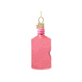 Vondels Glass Gin Bottle Ornament Pink 10cm – glitter pink gin bottle ornament with gold details