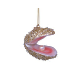 Vondels Glass Glitter Oyster Ornament 7cm – sparkling oyster shell with pearl
