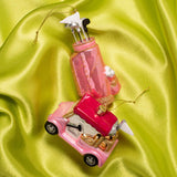 Vondels Glass Golf Bag Ornament Pink 14cm – playful pink golf bag with glitter accents