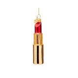 Vondels Glass Lipstick Red 11cm – chic red lipstick ornament in glossy gold casing