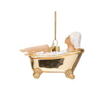 Vondels Glass Woman in Bath Ornament 6cm – luxury gold bath scene decoration