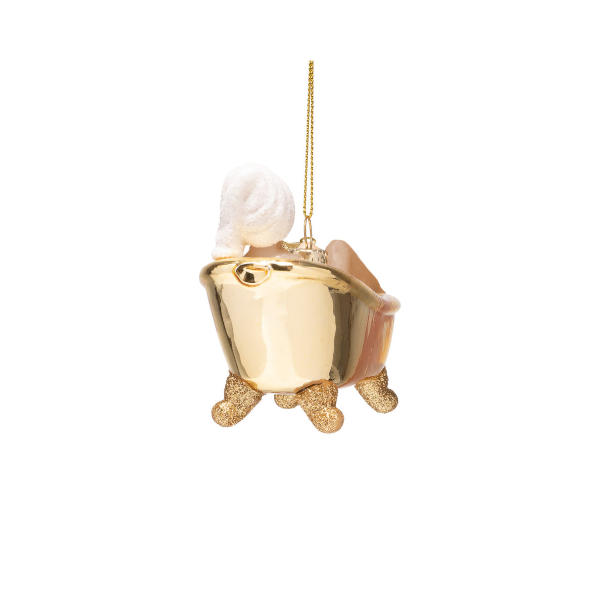 Vondels Glass Woman in Bath Ornament 6cm – luxury gold bath scene decoration