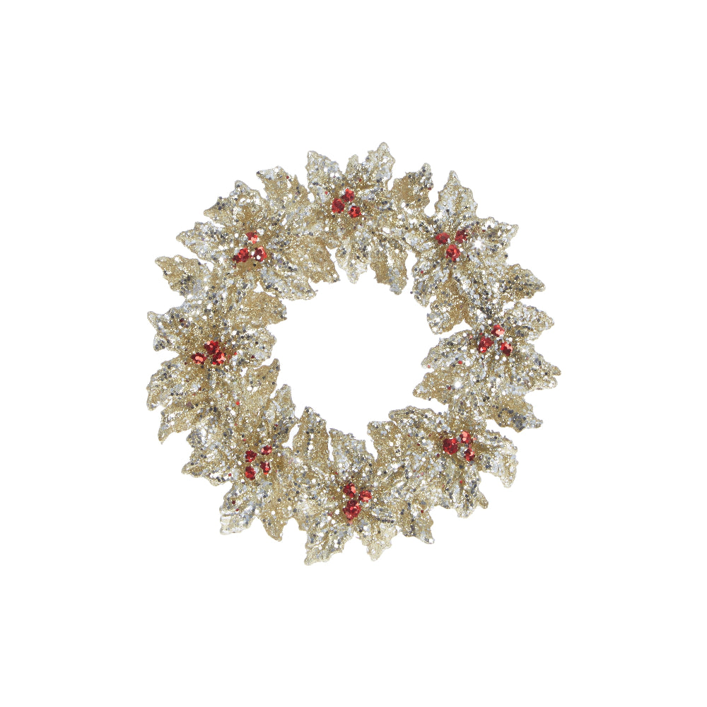 RAZ Holly Wreath Ornament Gold 12cm