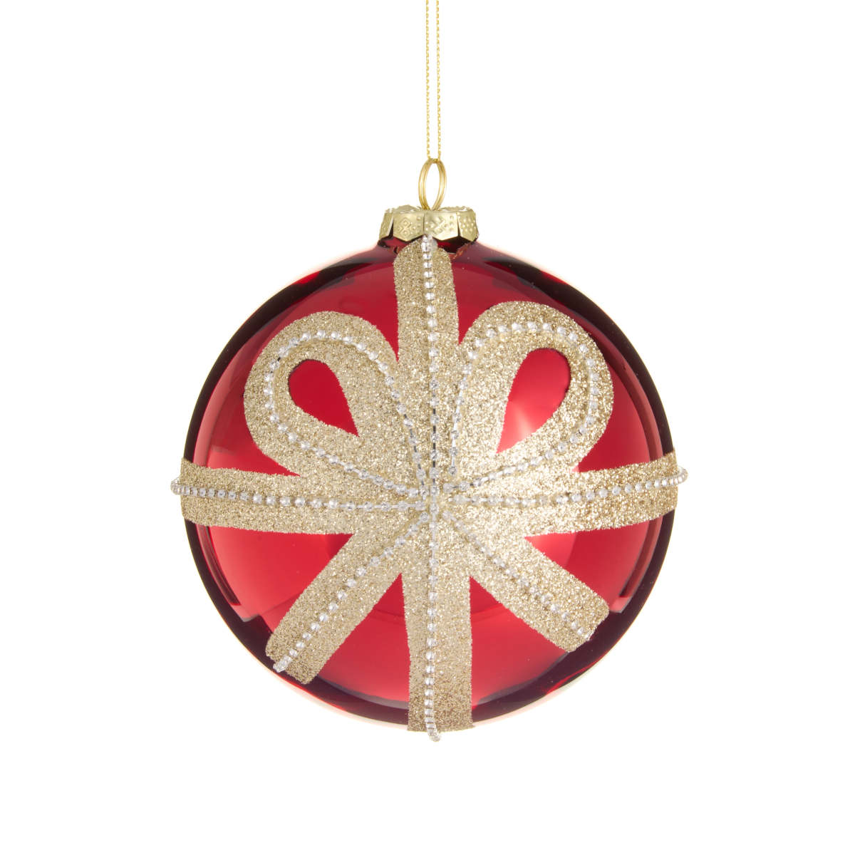 Bow Bauble Red/Gold 12cm | Minimax