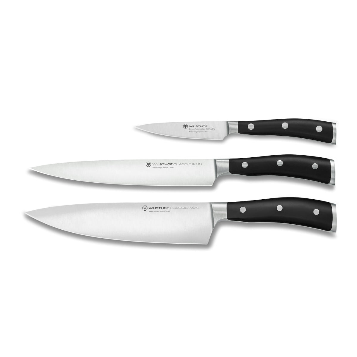Wusthof Classic Ikon Black 3-Piece Chef's Knife Set | Minimax
