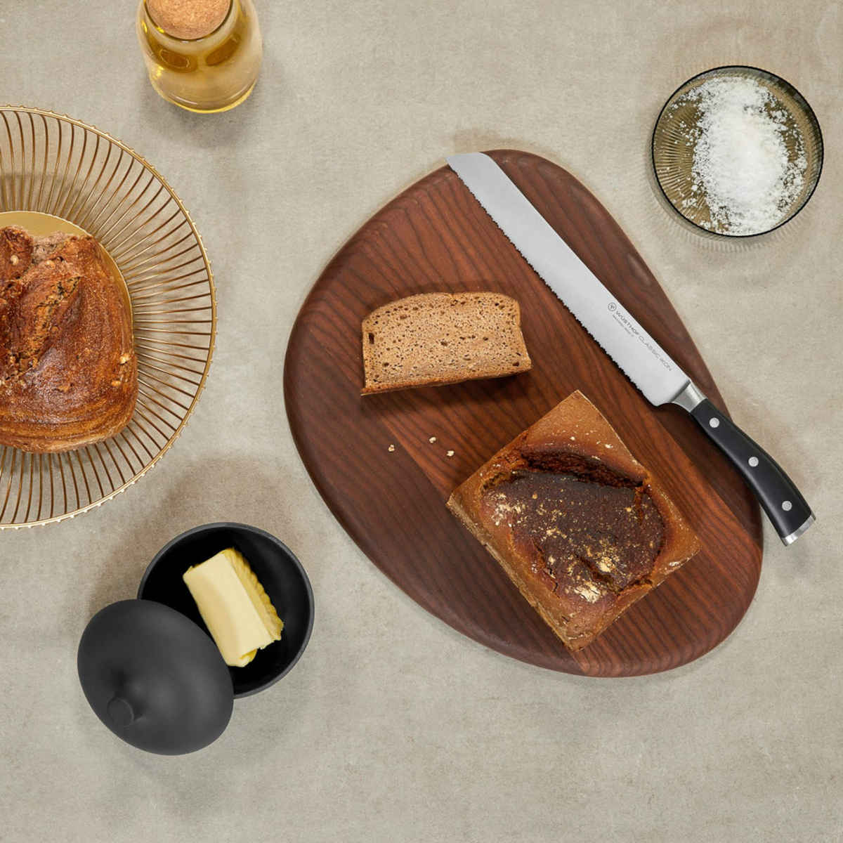 Wusthof Classic Ikon Black Bread Knife Double Serrated 23cm | Minimax