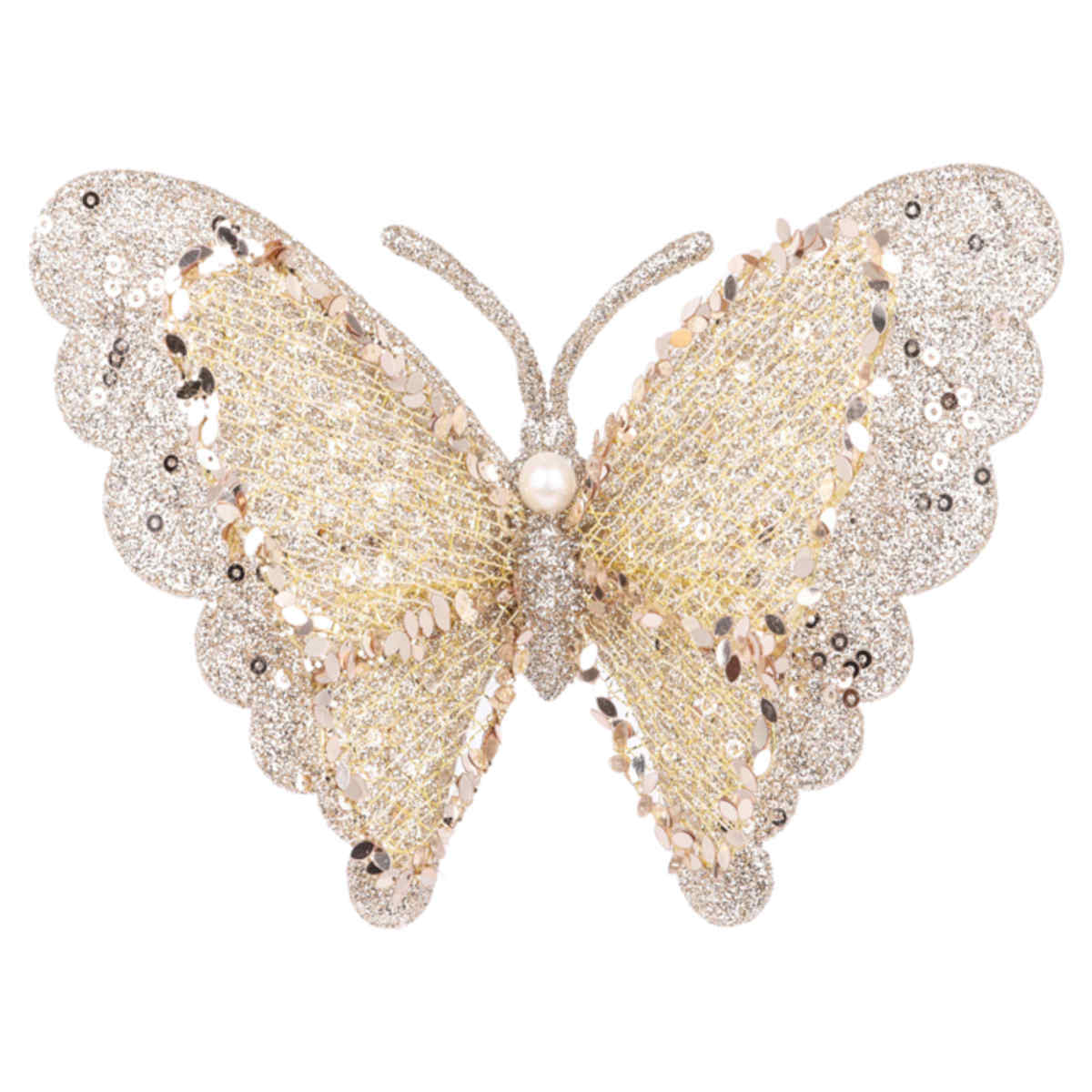 Pure Christmas Diamonte Butterfly Clip On Champagne | Minimax