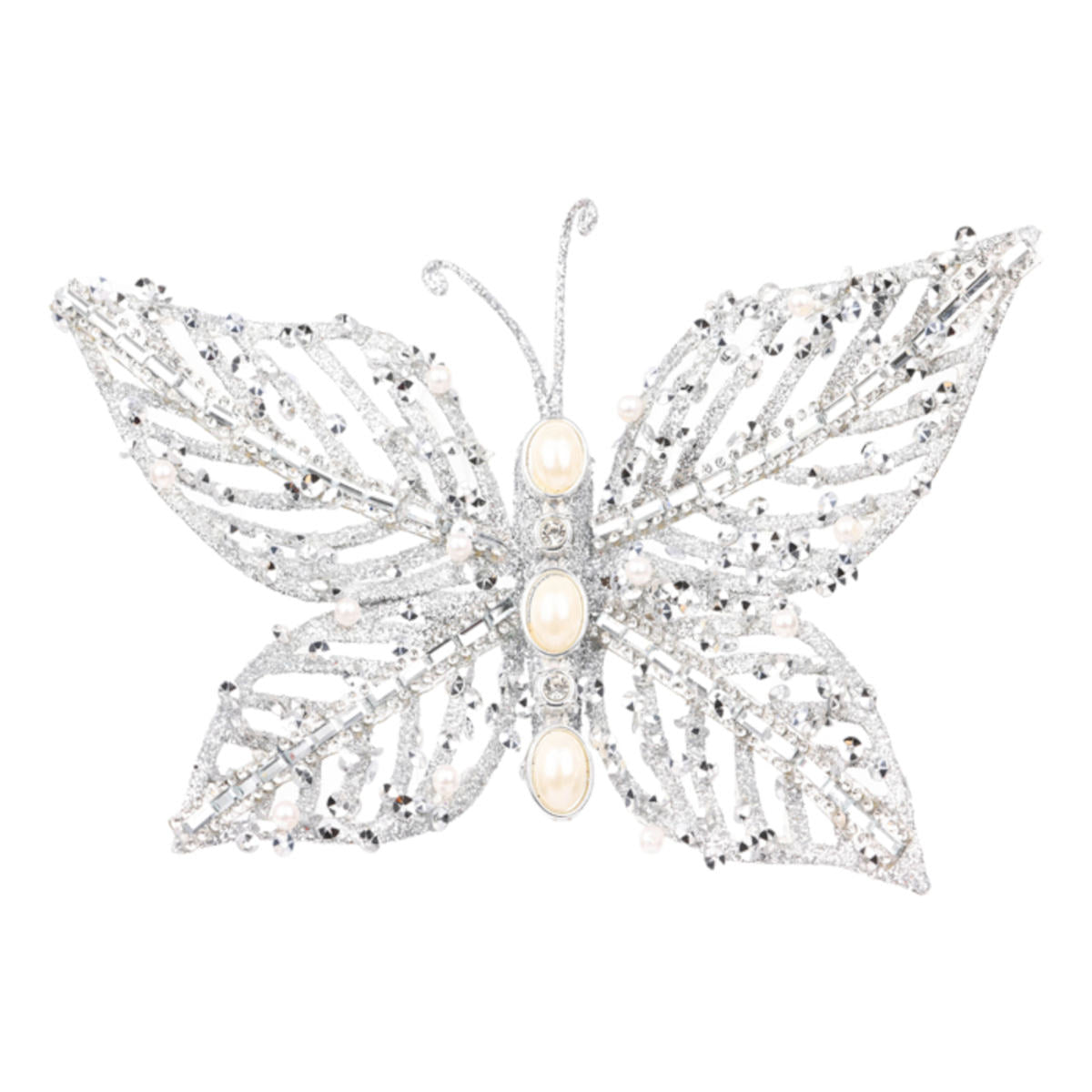 Pure Christmas Pearl Centre Butterfly Clip On Silver | Minimax