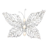 Pure Christmas Pearl Centre Butterfly Clip On Silver | Minimax
