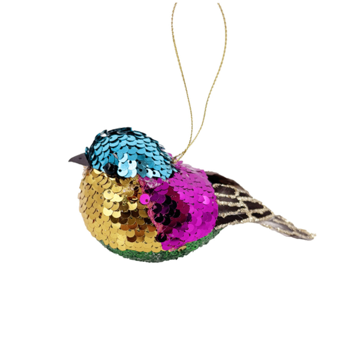 Pure Christmas Glitter Sequin Finch Green 16cm | Minimax