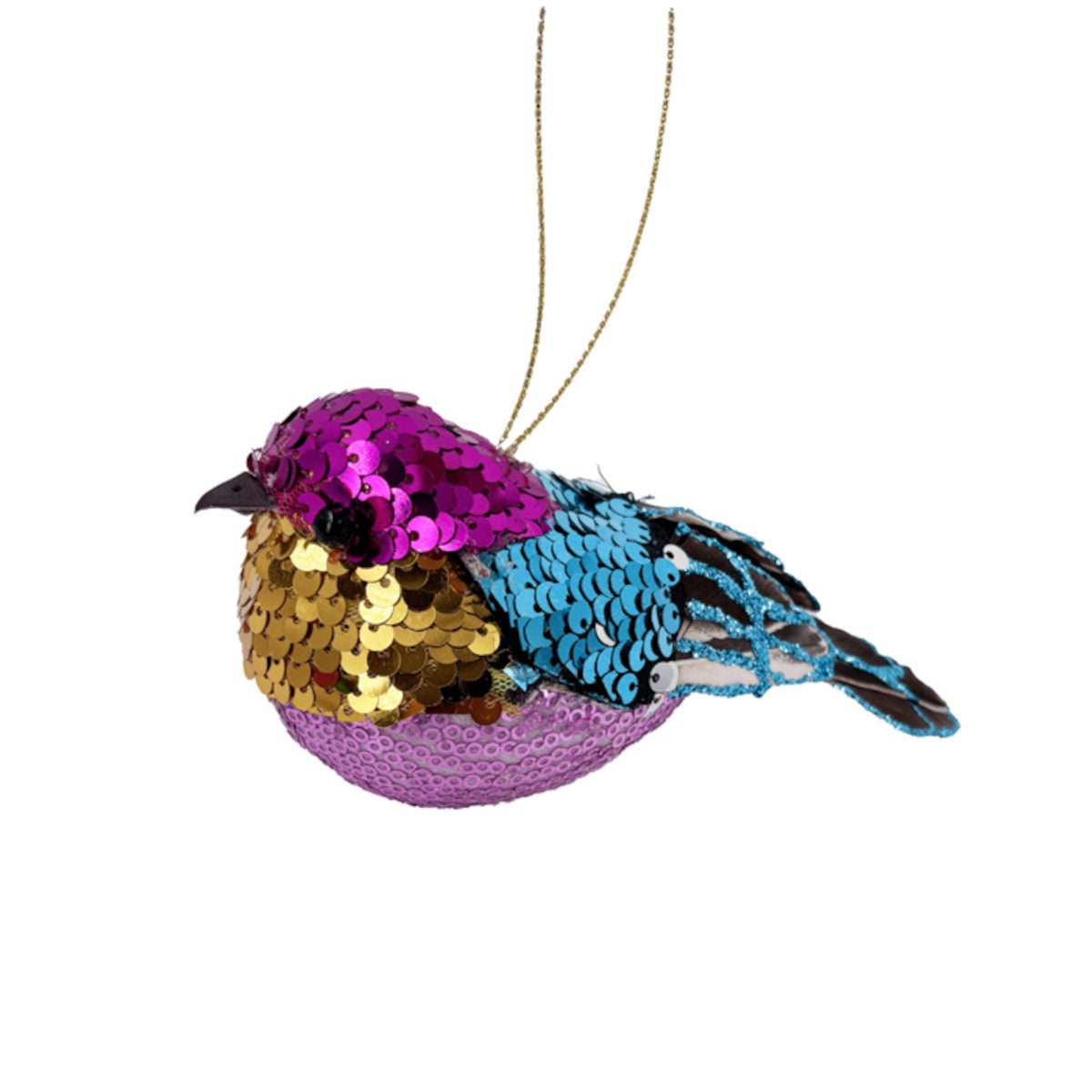 Pure Christmas Glitter Sequin Finch Pink 16cm | Minimax