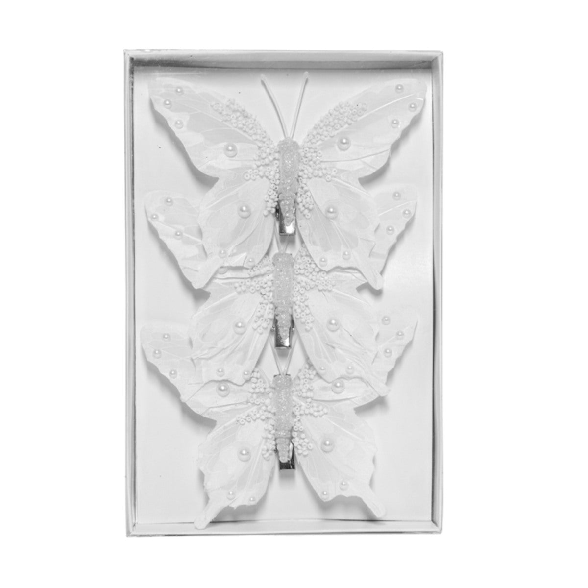 Pure Christmas Feather Butterfly White Pearl (Pack of 3) | Minimax