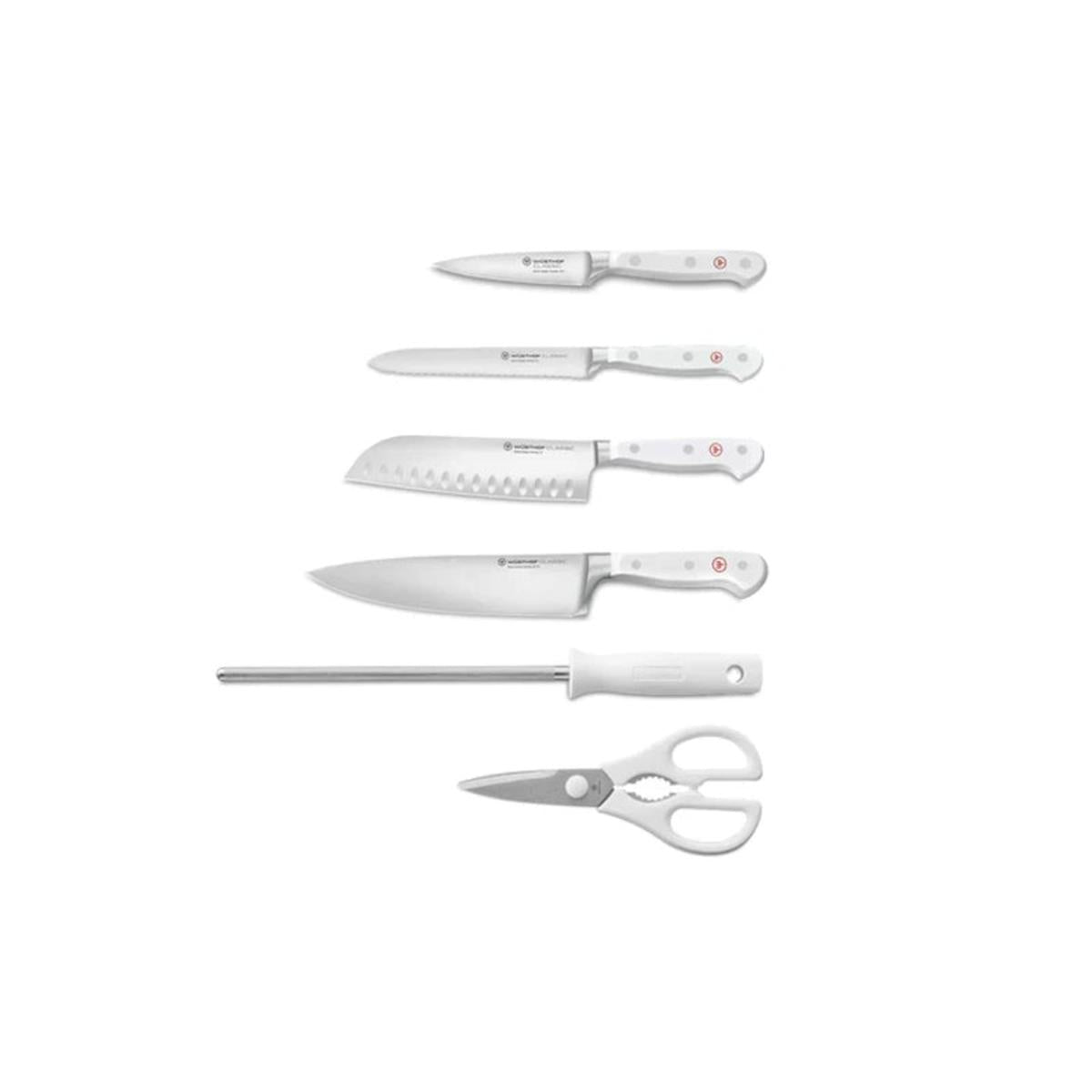 Wusthof Classic White Knife Block Set 7 Piece With Santoku | Minimax