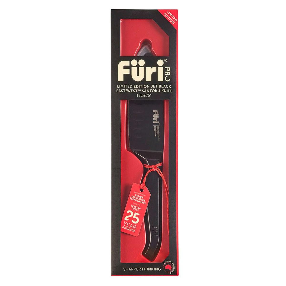 Furi Pro Jet Black East/West Santoku Knife 13cm
